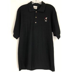Walt Disney World Polo Shirt Mens Size Small S Black Short Sleeve Mickey Mouse
